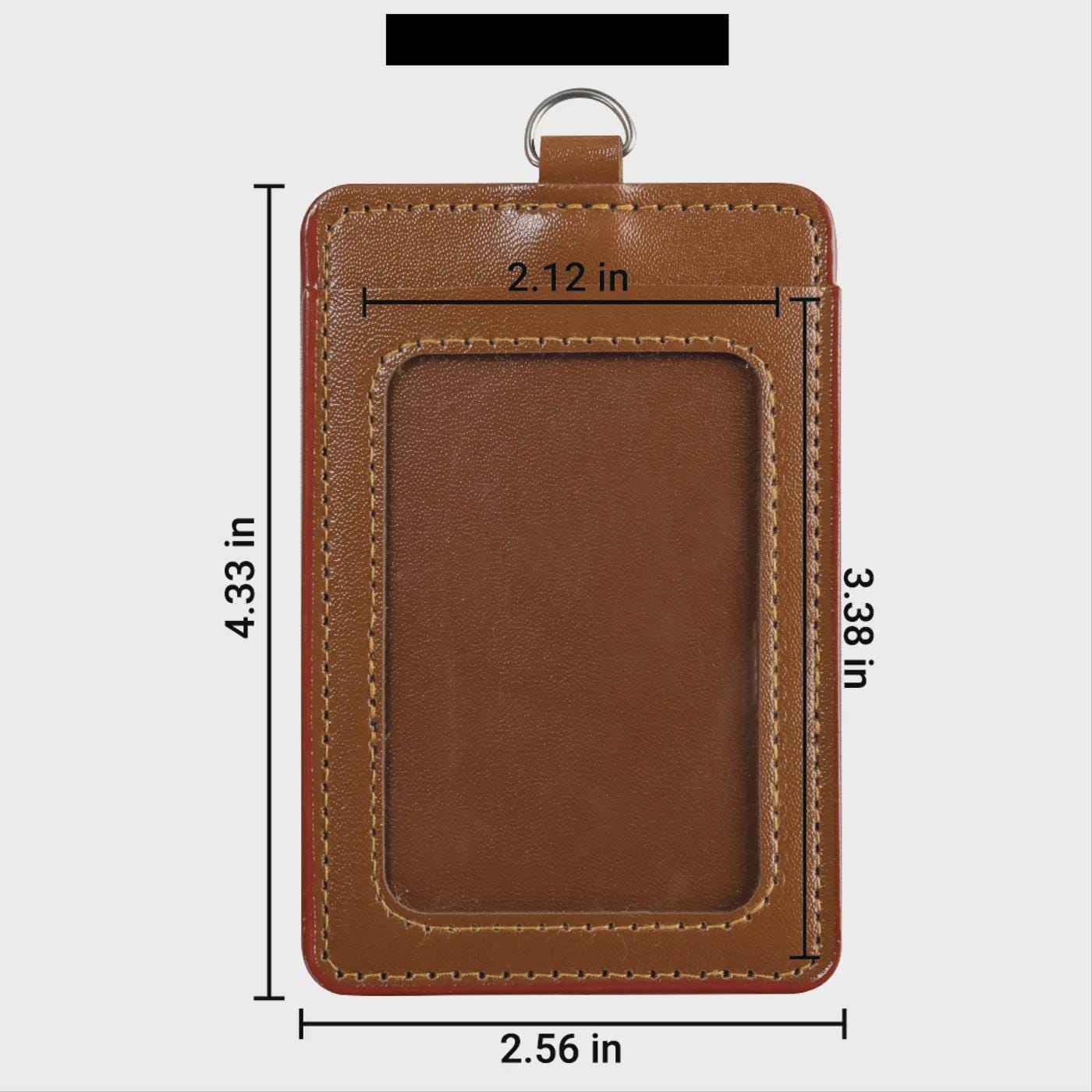 PU Leather ID Card Holder: Dual Pocket Badge Wallet (72x110mm)