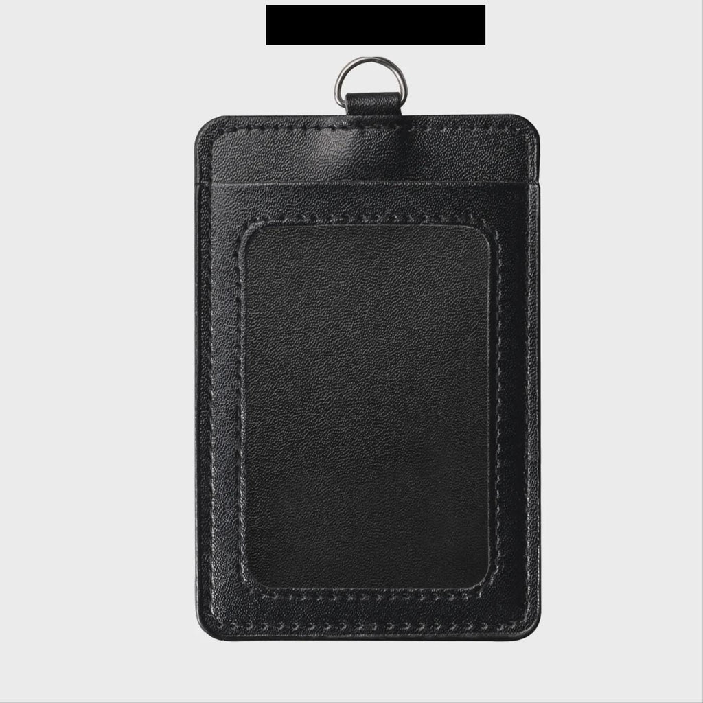 PU Leather ID Card Holder: Dual Pocket Badge Wallet (72x110mm)