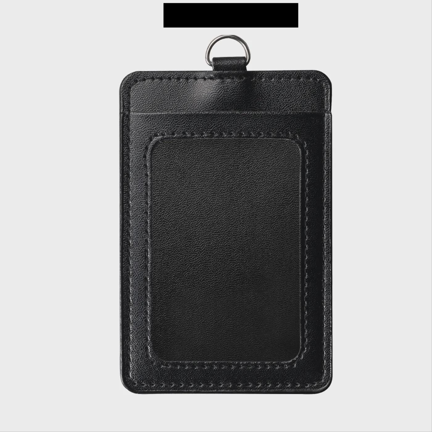 PU Leather ID Card Holder: Dual Pocket Badge Wallet (72x110mm)