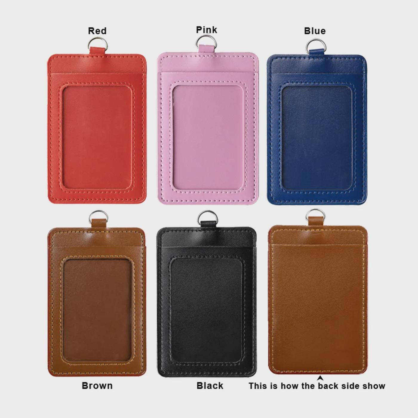 PU Leather ID Card Holder: Dual Pocket Badge Wallet (72x110mm)