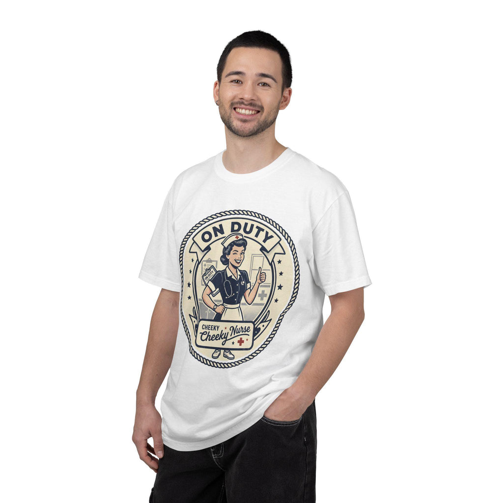 On Duty Cheeky Nurse T-shirt | Retro Nurse Badge Tee