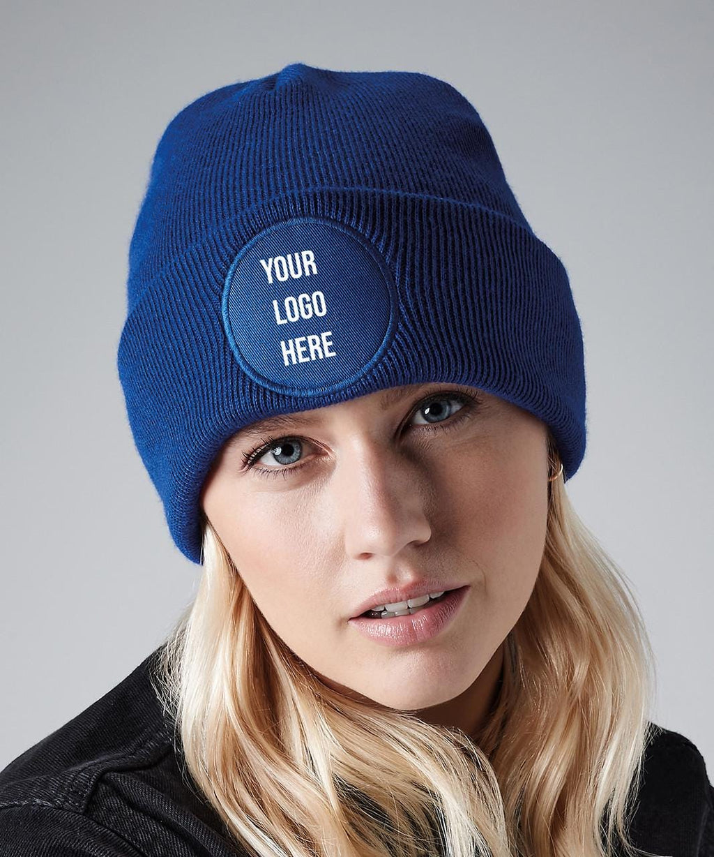 Customizable Logo Beanie: Double Layer Knit Patch Hat (6cm Decoration Area)
