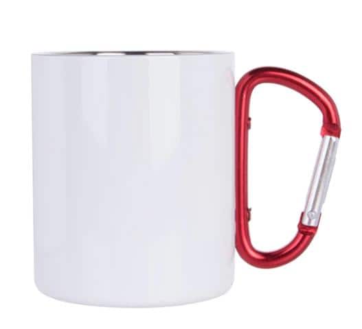 Metal Mug 300ml With Red Carabiner Handle