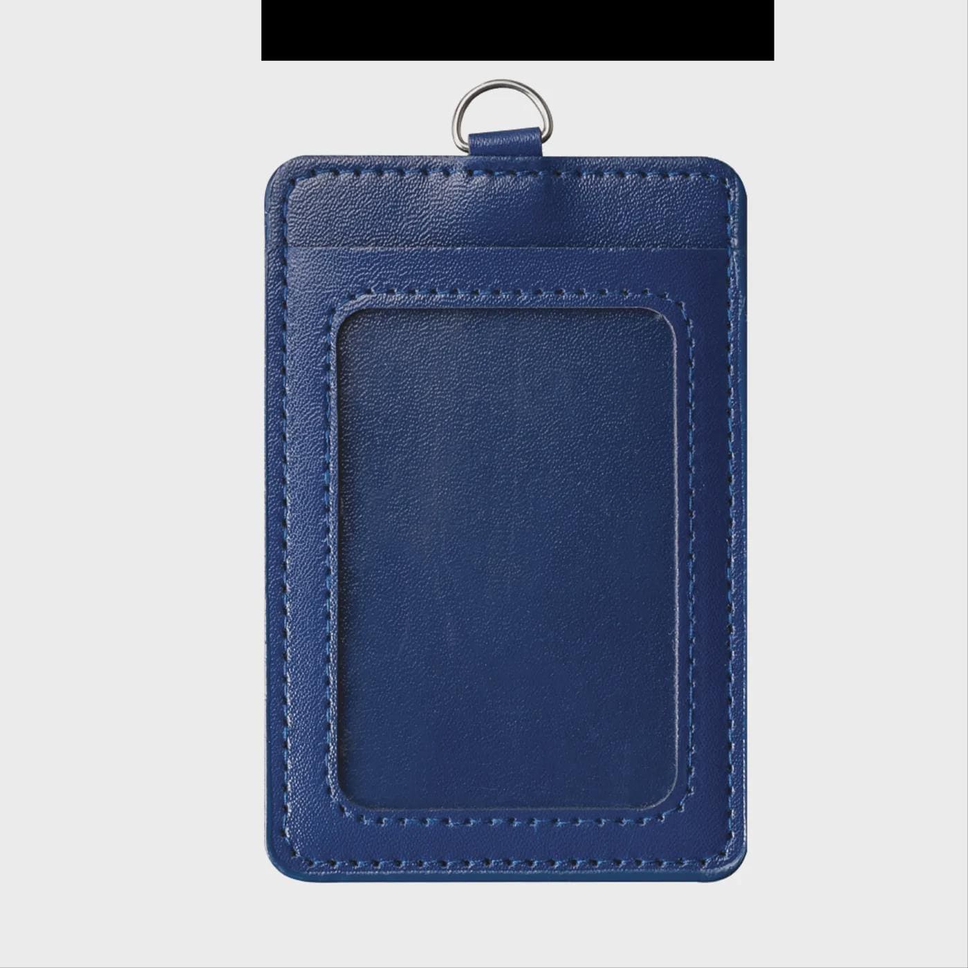 PU Leather ID Card Holder: Dual Pocket Badge Wallet (72x110mm)