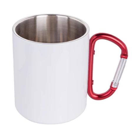 Metal Mug 300ml With Red Carabiner Handle