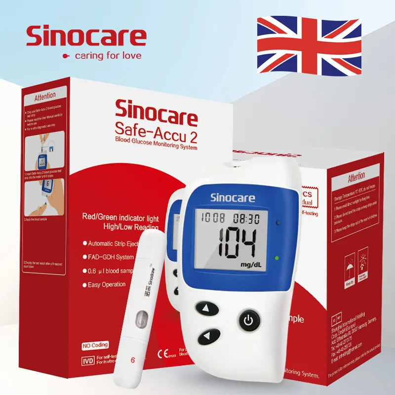 Sinocare Diabetes Test Kit ACCU2 Blood Glucose Monitor+Test Strips