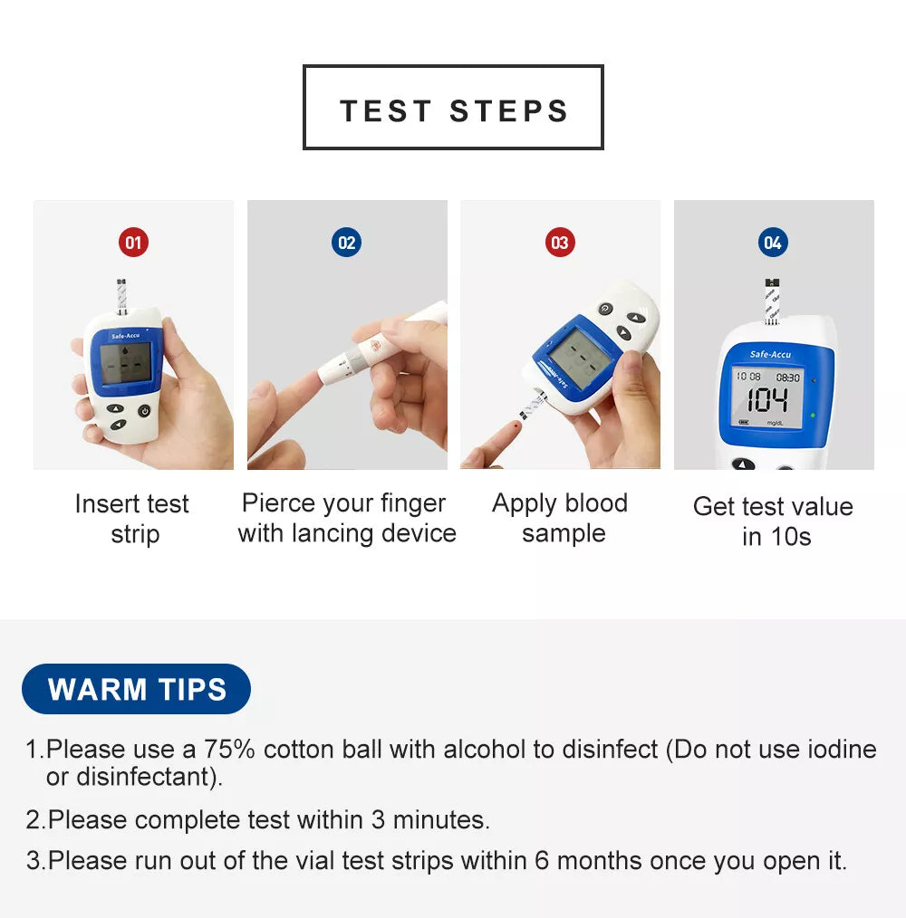 Sinocare Diabetes Test Kit ACCU2 Blood Glucose Monitor+Test Strips