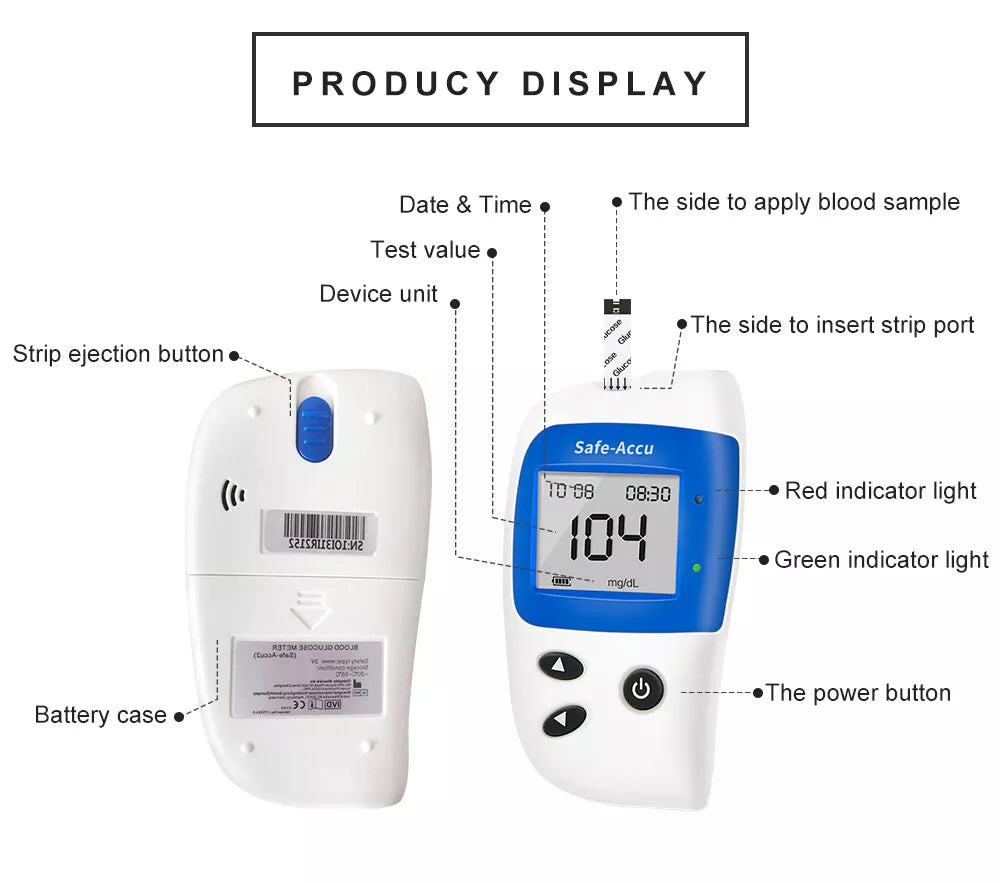 Sinocare Diabetes Test Kit ACCU2 Blood Glucose Monitor+Test Strips