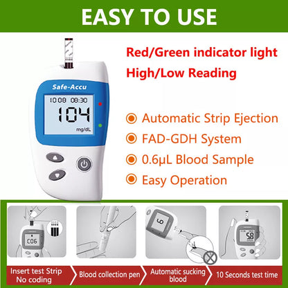 Sinocare Diabetes Test Kit ACCU2 Blood Glucose Monitor+Test Strips